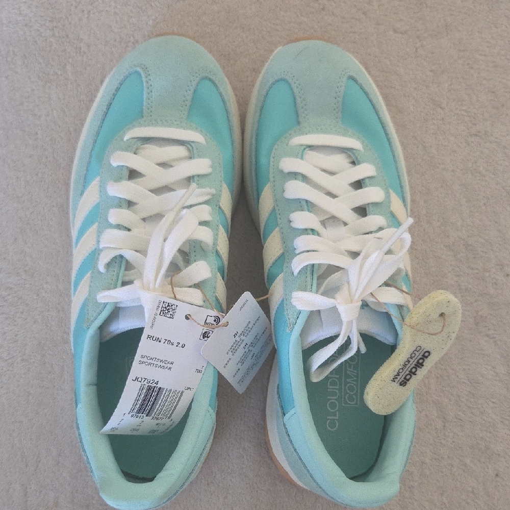 adidas Run 70s 2.0 Sneakers in Light Aqua and White